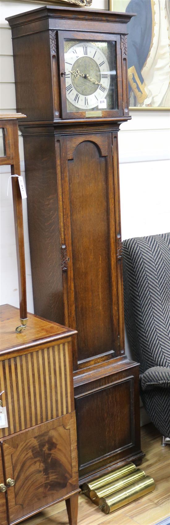 A modern oak cased longcase clock height 187cm